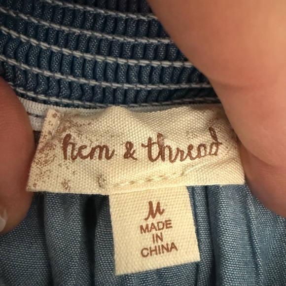 Hem & Thread Solid Blue Square Neck Babydoll Dress- Medium - Picture 5 of 12